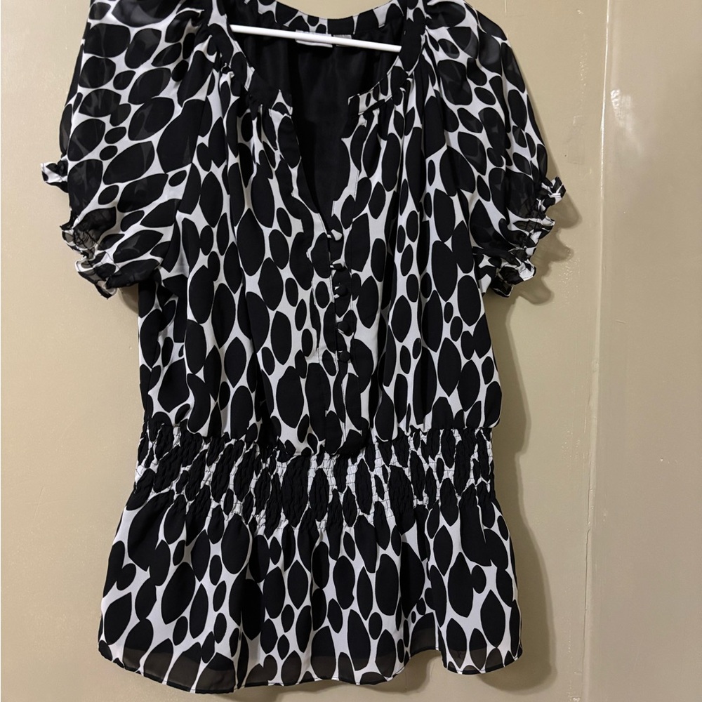 Worthington Black and White Polka Dot Blouse